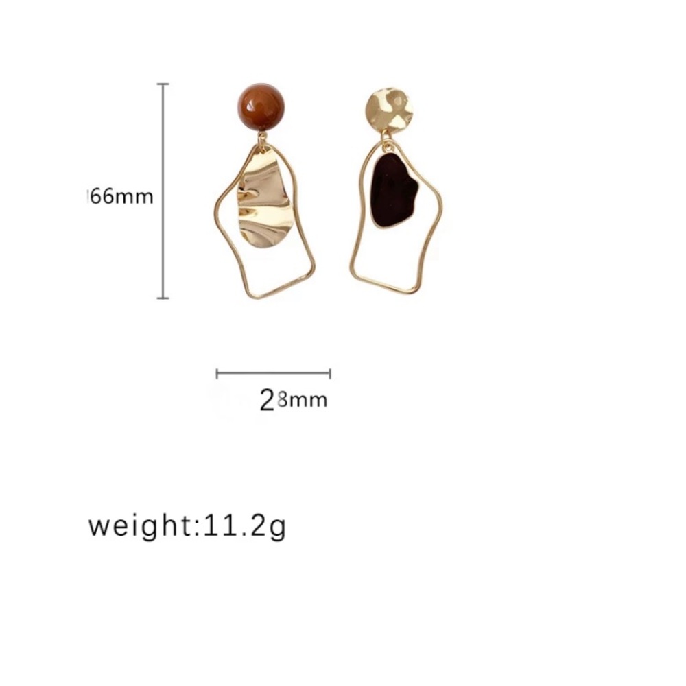 Gold Tone Asymmetrical Earrings - Picture 3 of 3